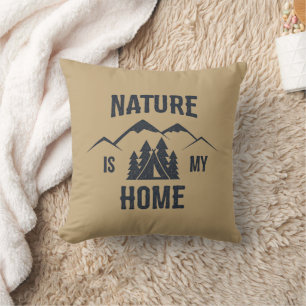 Nature is My Home Silhouette Throw Pillow
