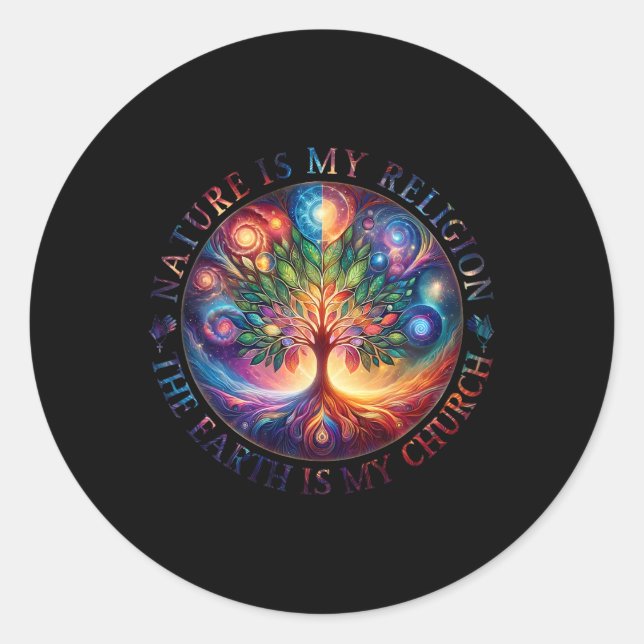 Nature Is My Religion The Earth Is My Church Manda Classic Round Sticker (Front)