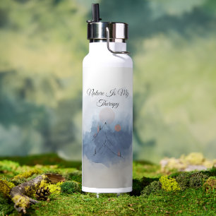 Nature Is My Therapy Minimalist Mountain Line Ar Water Bottle