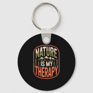 Nature is therapy hiking camping mountain key ring