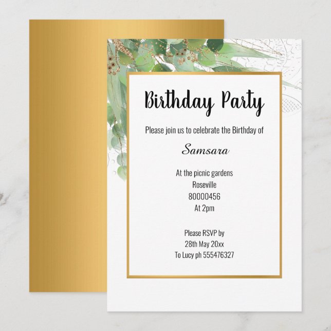 NATURE & LACE GOLD ALL OCCASION INVITATION (Front/Back)