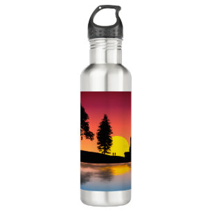 Nature Lake Trees Couple Silhouette Artwork 710 Ml Water Bottle