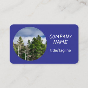 nature landscape evergreen trees on light grey business card