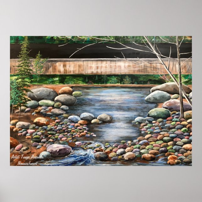 Nature Landscape Forest Green with Brook Poster (Front)