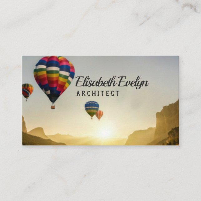 Nature landscape hot air balloons festival in sky business card (Front)