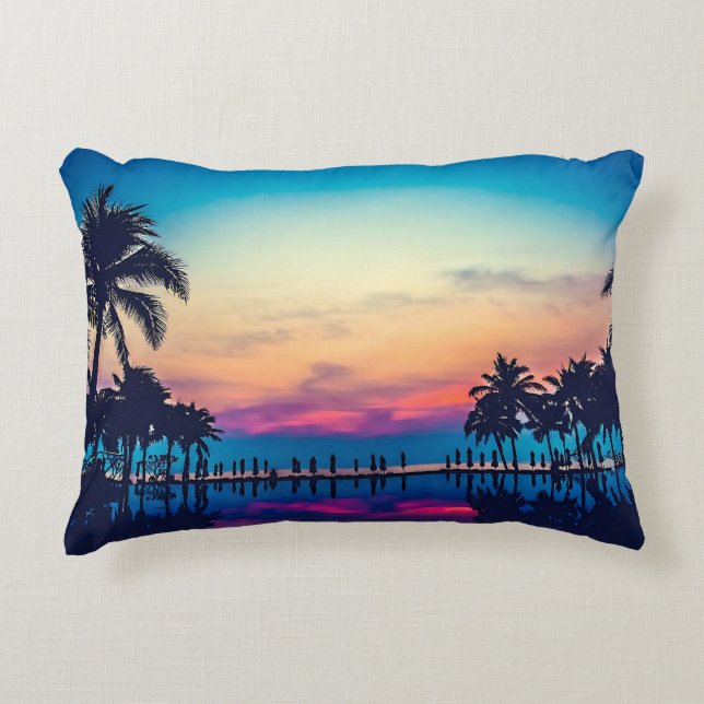 Nature Landscape Pool Palm Trees-25925 Decorative Cushion (Front)