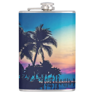 Nature Landscape Pool Palm Trees-25925 Hip Flask