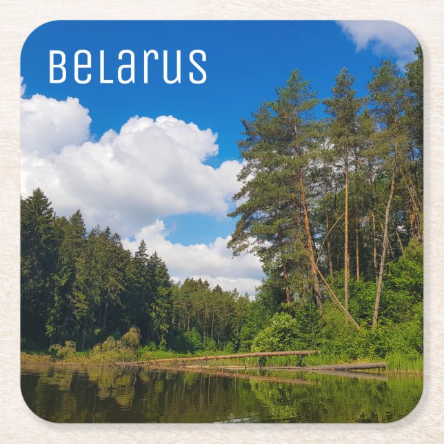 Nature Landscape Scenery Canal Sky Belarus Square Paper Coaster (Front)