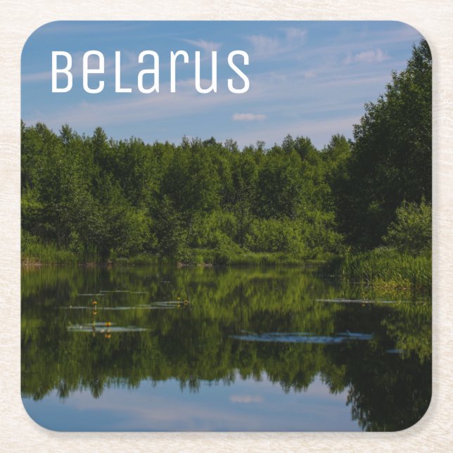 Nature Landscape Scenery Canal Sky Belarus Square Paper Coaster (Front)