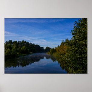 Nature Landscape Scenery Lake Sky Fog Canal  Poster