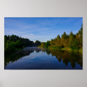 Nature Landscape Scenery Lake Sky Fog Canal Poster
