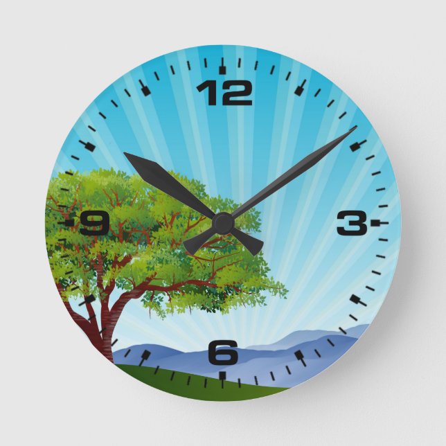 Nature Landscape Scenery Round Clock (Front)