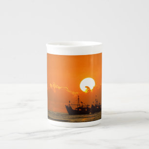 Nature Landscape Sunset with Boat-68465 Bone China Mug
