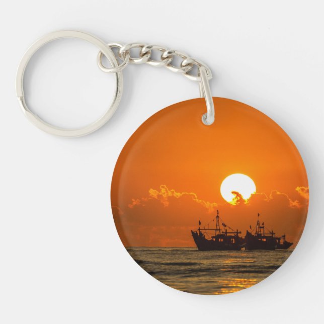 Nature Landscape Sunset with Boat-68465 Key Ring (Front)
