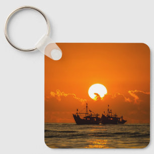 Nature Landscape Sunset with Boat-68465 Key Ring