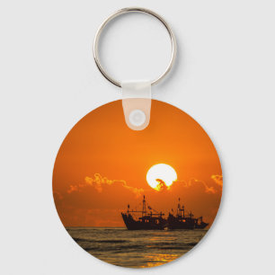 Nature Landscape Sunset with Boat-68465 Key Ring