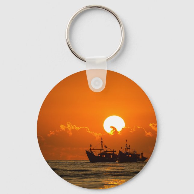 Nature Landscape Sunset with Boat-68465 Key Ring (Front)