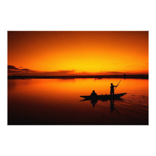 Nature Landscape Sunset with Boat Photo Print