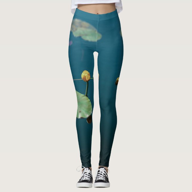 Nature Landscape Water Lily Leaves Pond River Legg Leggings (Front)