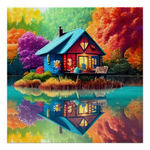 Nature Landscape with Lake and Autumn-38566 Poster