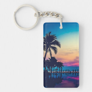 Nature Landscape with Pool Palm Trees-25925 Key Ring