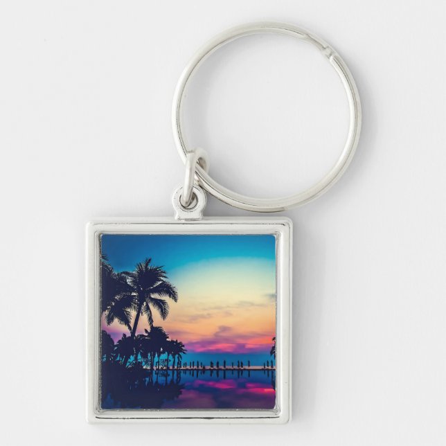 Nature Landscape with Pool Palm Trees-25925 Key Ring (Front)