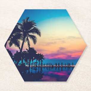Nature Landscape with Pool Palm Trees-25925 Paper Coaster