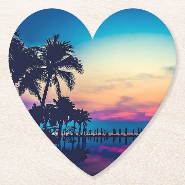 Nature Landscape with Pool Palm Trees-25925 Paper Coaster (Front)