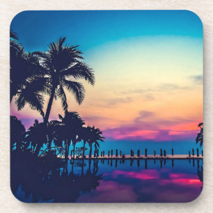 Nature Landscape with  Pool Palm Trees Coaster