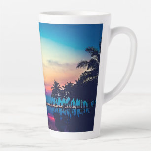 Nature Landscape with  Pool Palm Trees Latte Mug