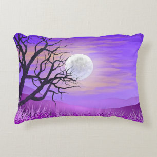 Nature Landscape with Purple Background Decorative Cushion