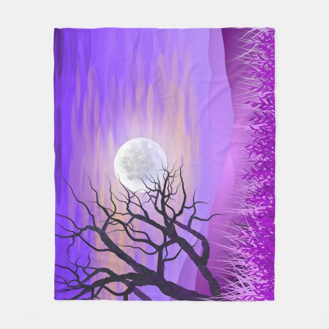 Nature Landscape with Purple Background Fleece Blanket (Front)
