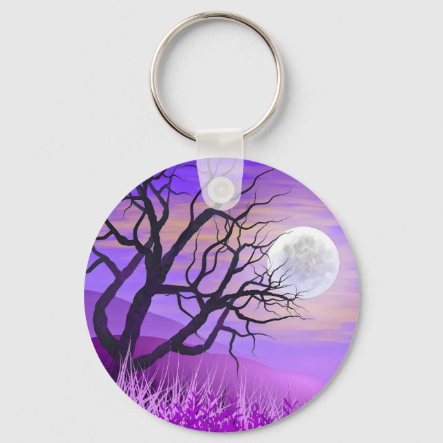 Nature Landscape with Purple Background Key Ring (Front)