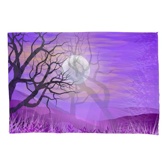 Nature Landscape with Purple Background Pillowcase (Front)