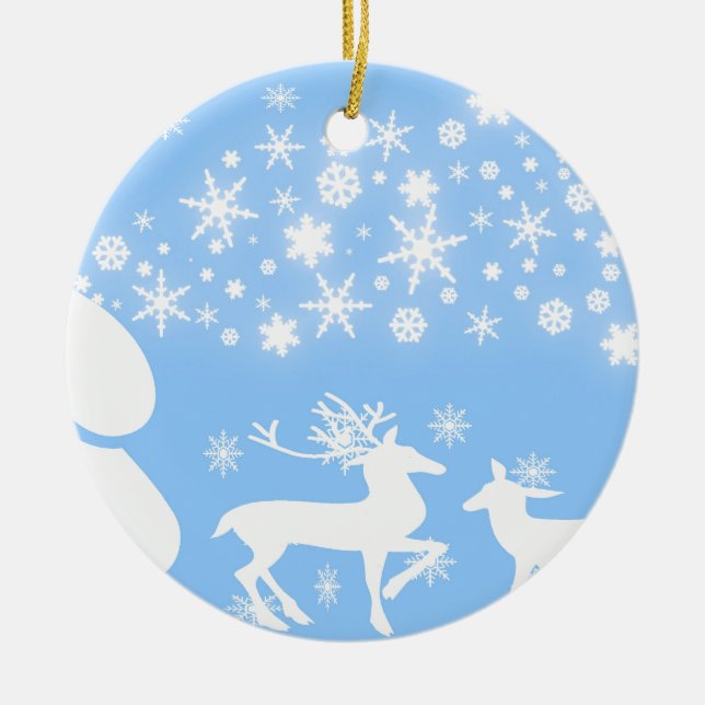 Nature  Landscapes  Seasons Winter Snowflake Deer Ceramic Tree Decoration (Front)