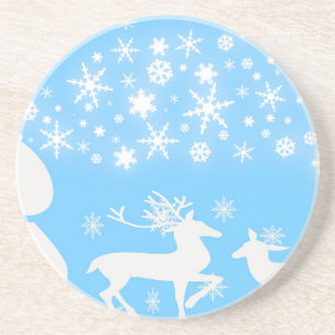Nature  Landscapes  Seasons Winter Snowflake Deer Coaster