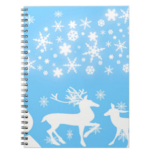 Nature Landscapes Seasons Winter Snowflake Deer Spiral Notebook
