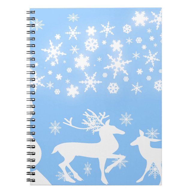 Nature  Landscapes  Seasons Winter Snowflake Deer Spiral Notebook (Front)