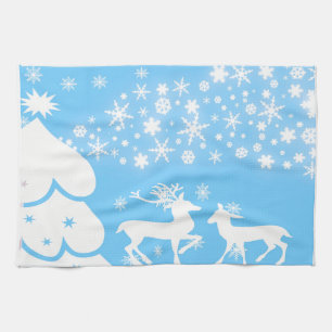 Nature  Landscapes  Seasons Winter Snowflake Deer Tea Towel