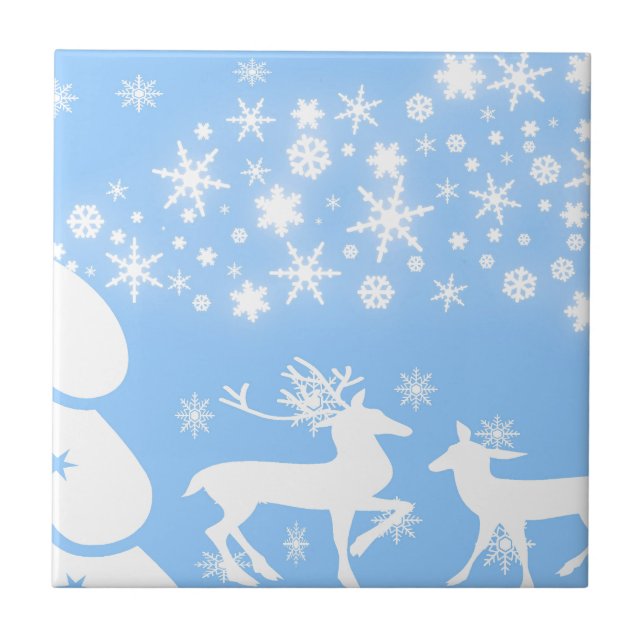 Nature  Landscapes  Seasons Winter Snowflake Deer Tile (Front)