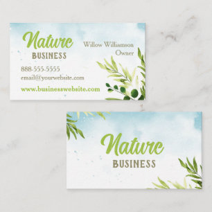 Nature Leaves Watercolour on Sky Business Card