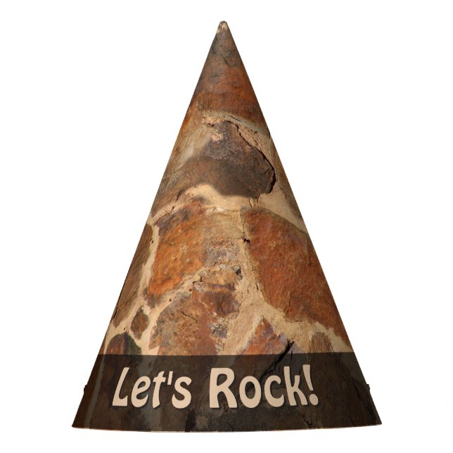 Nature Lets Rock Geology Stone Wall any Text Party Hat (Front)
