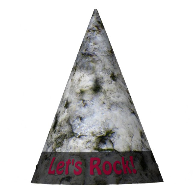 Nature Lets Rock Geology White Granite any Text Party Hat (Front)