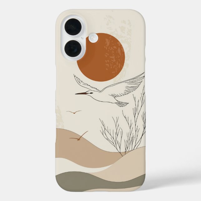 Nature Line Art Phone Case – Minimal Forest & Land (Back)