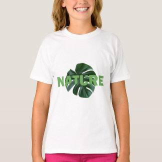 Nature Love Dark Green Monstera Leaf Girl T-Shirt