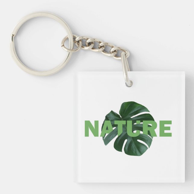 Nature Love Dark Green Monstera Leaf Keychains (Front)