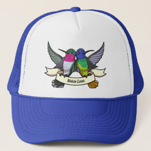 Nature Lover Colourful Hummingbird Ribbon Cartoon Trucker Hat