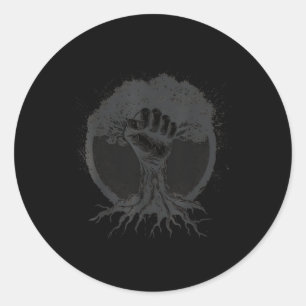 Nature Lover Environmentalist Fist Tree Roots Eart Classic Round Sticker