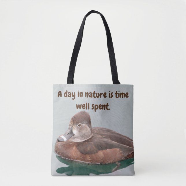 Nature Lover Female Lake Duck Photo Wild Bird Tote Bag (Front)