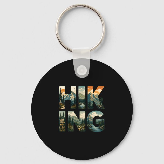 Nature lover hiking design mountain adventure key ring (Front)